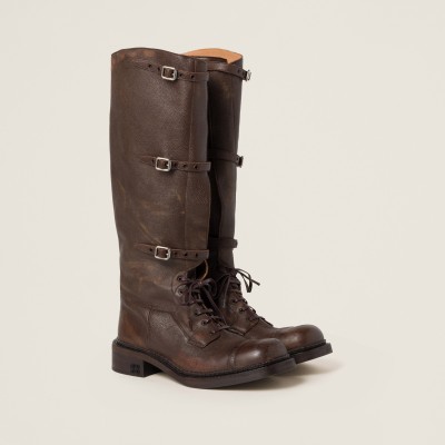 Miu Miu Leather Boots Cocoa Brown Miu Miu Leather Boots Cocoa Brown