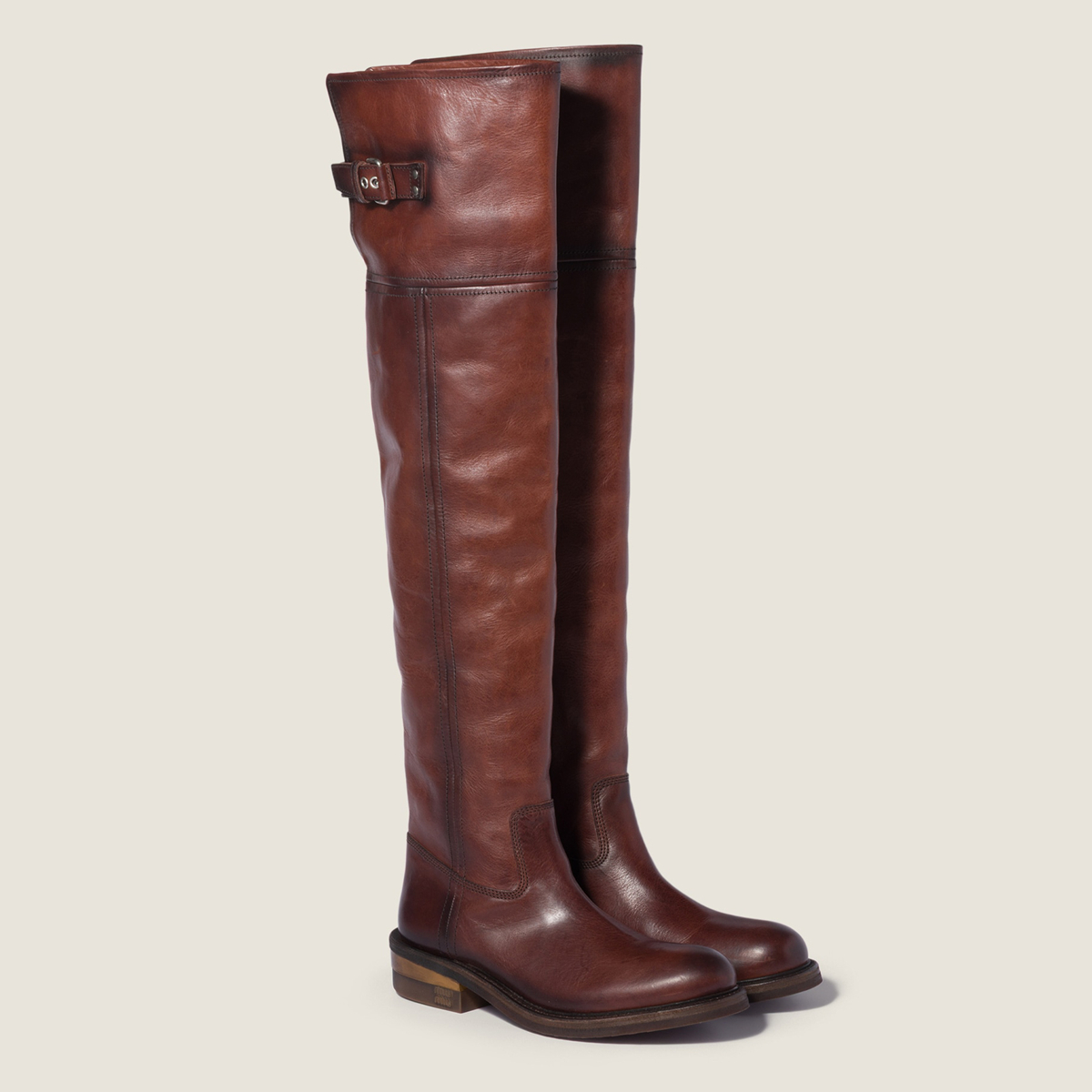 Miu Miu Leather Boots Coffee Miu Miu Leather Boots Coffee