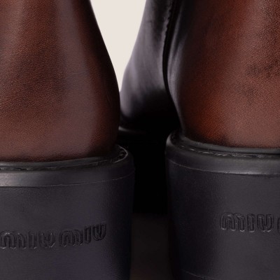 Miu Miu Leather Boots Coffee Miu Miu Leather Boots Coffee