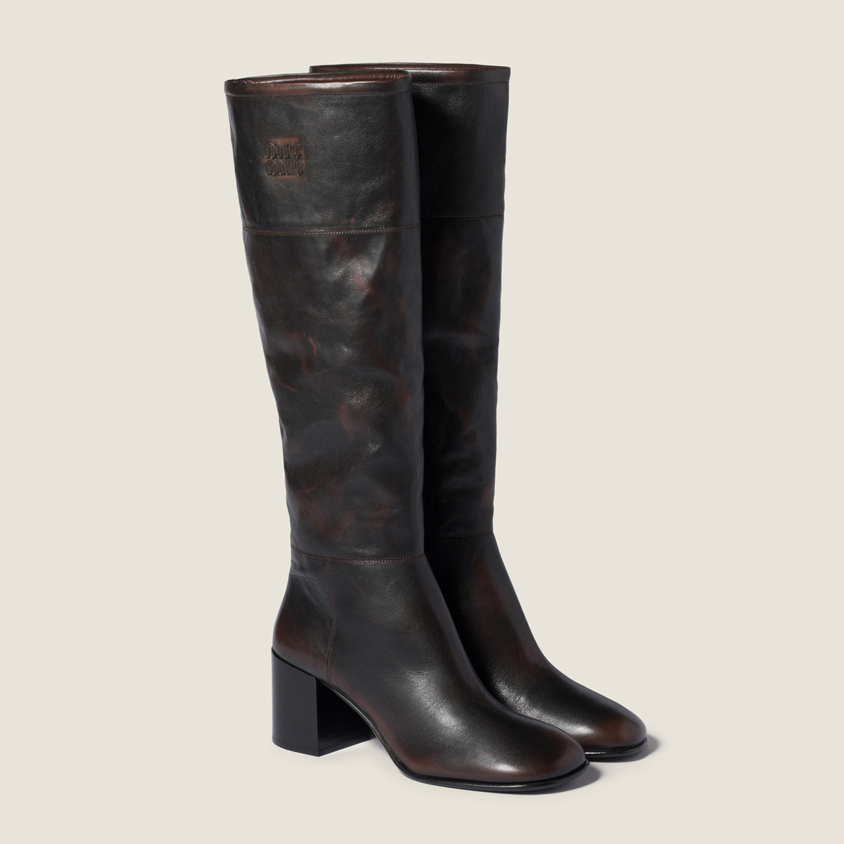 Miu Miu Leather Boots Dark Brown Miu Miu Leather Boots Dark Brown