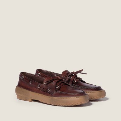 Miu Miu Leather Deck Shoes Coffee Miu Miu Leather Deck Shoes Coffee