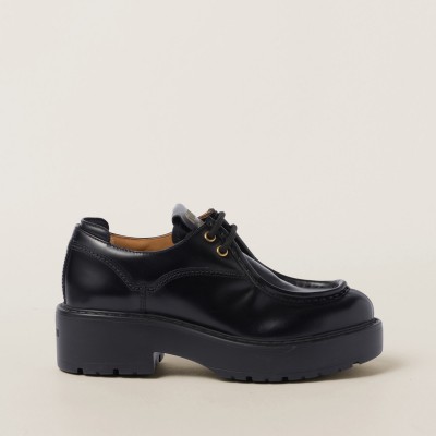 Miu Miu Leather Lace-Up Shoes Black Miu Miu Leather Lace-Up Shoes Black