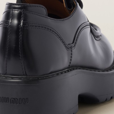Miu Miu Leather Lace-Up Shoes Black Miu Miu Leather Lace-Up Shoes Black