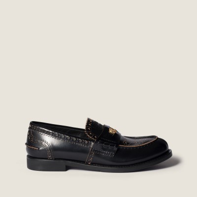 Miu Miu Leather Loafers Black Miu Miu Leather Loafers Black
