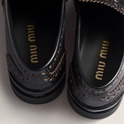 Miu Miu Leather Loafers Black Miu Miu Leather Loafers Black