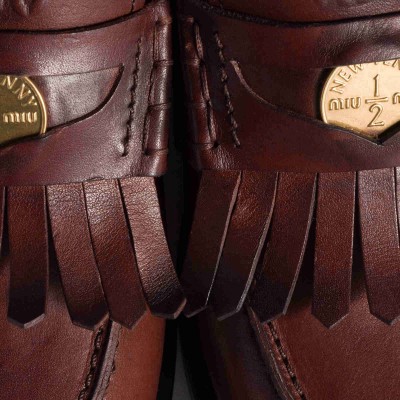 Miu Miu Leather Loafers Coffee
