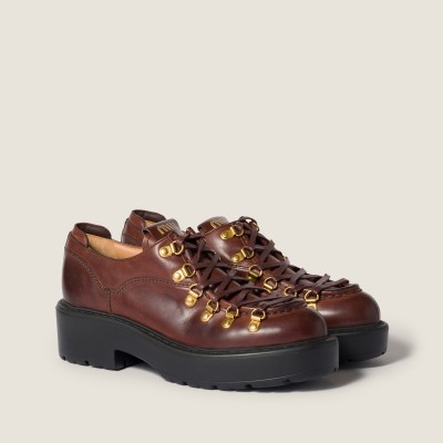 Miu Miu Leather Loafers Coffee Miu Miu Leather Loafers Coffee