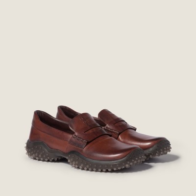 Miu Miu Leather Loafers Coffee Miu Miu Leather Loafers Coffee