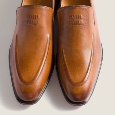 Miu Miu Leather Loafers Cognac Miu Miu Leather Loafers Cognac