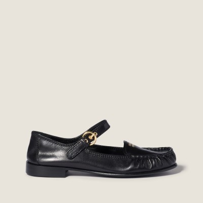 Miu Miu Leather Loafers With Strap Black Miu Miu Leather Loafers With Strap Black