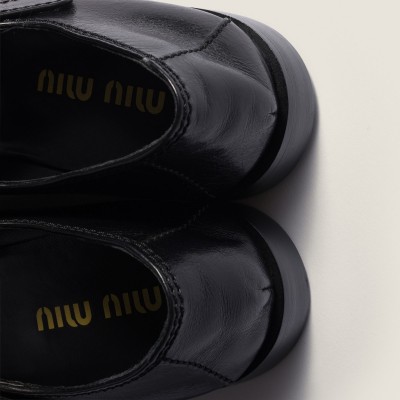 Miu Miu Leather Loafers With Strap Black Miu Miu Leather Loafers With Strap Black