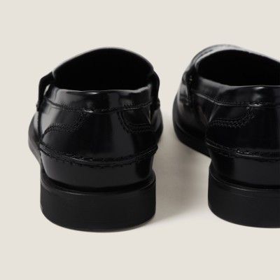 Miu Miu Leather Penny Loafers Black White Miu Miu Leather Penny Loafers Black White