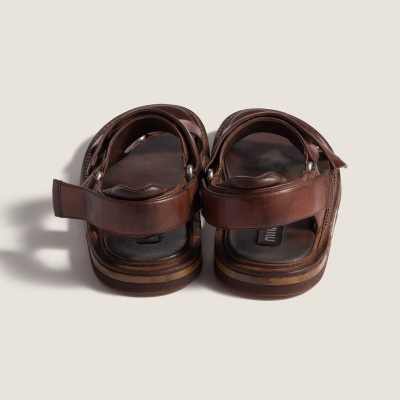 Miu Miu Leather Sandals Coffee