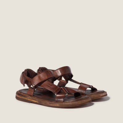 Miu Miu Leather Sandals Coffee Miu Miu Leather Sandals Coffee