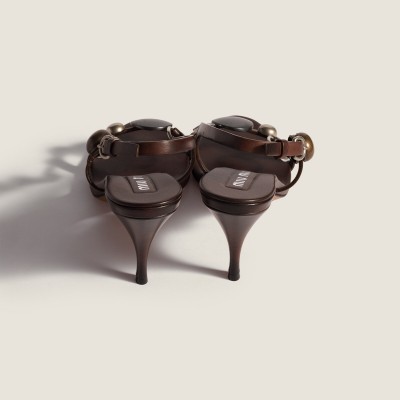 Miu Miu Leather Sandals Dark Brown Miu Miu Leather Sandals Dark Brown