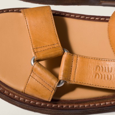 Miu Miu Leather Sandals Honey Miu Miu Leather Sandals Honey