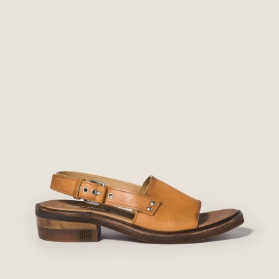 Miu Miu Leather Sandals Light Tan Miu Miu Leather Sandals Light Tan