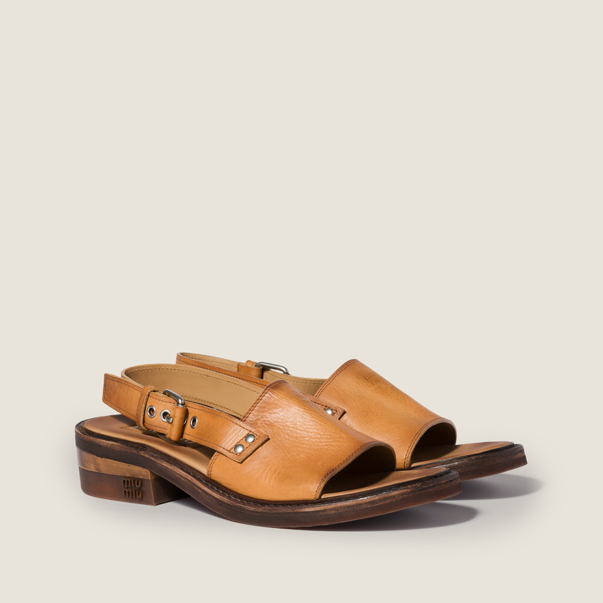 Miu Miu Leather Sandals Light Tan Miu Miu Leather Sandals Light Tan