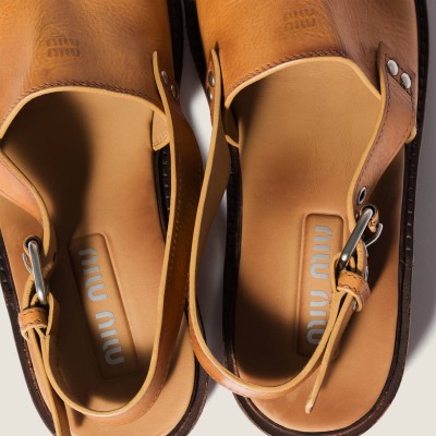 Miu Miu Leather Sandals Light Tan Miu Miu Leather Sandals Light Tan