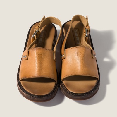 Miu Miu Leather Sandals Light Tan Miu Miu Leather Sandals Light Tan