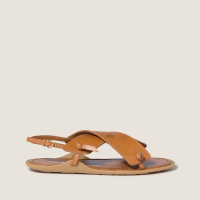 Miu Miu Leather Sandals Natural Miu Miu Leather Sandals Natural