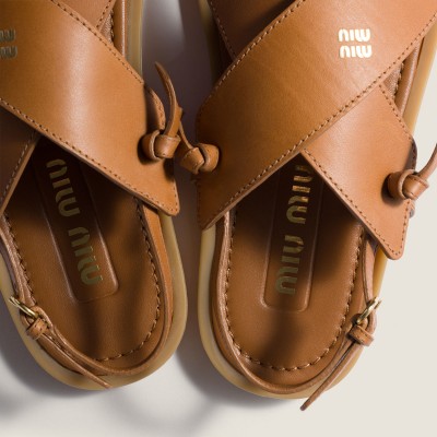 Miu Miu Leather Sandals Natural Miu Miu Leather Sandals Natural