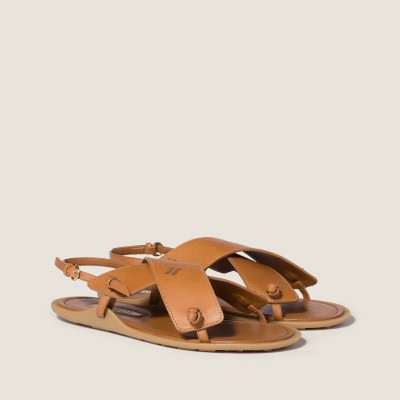 Miu Miu Leather Sandals Natural Miu Miu Leather Sandals Natural