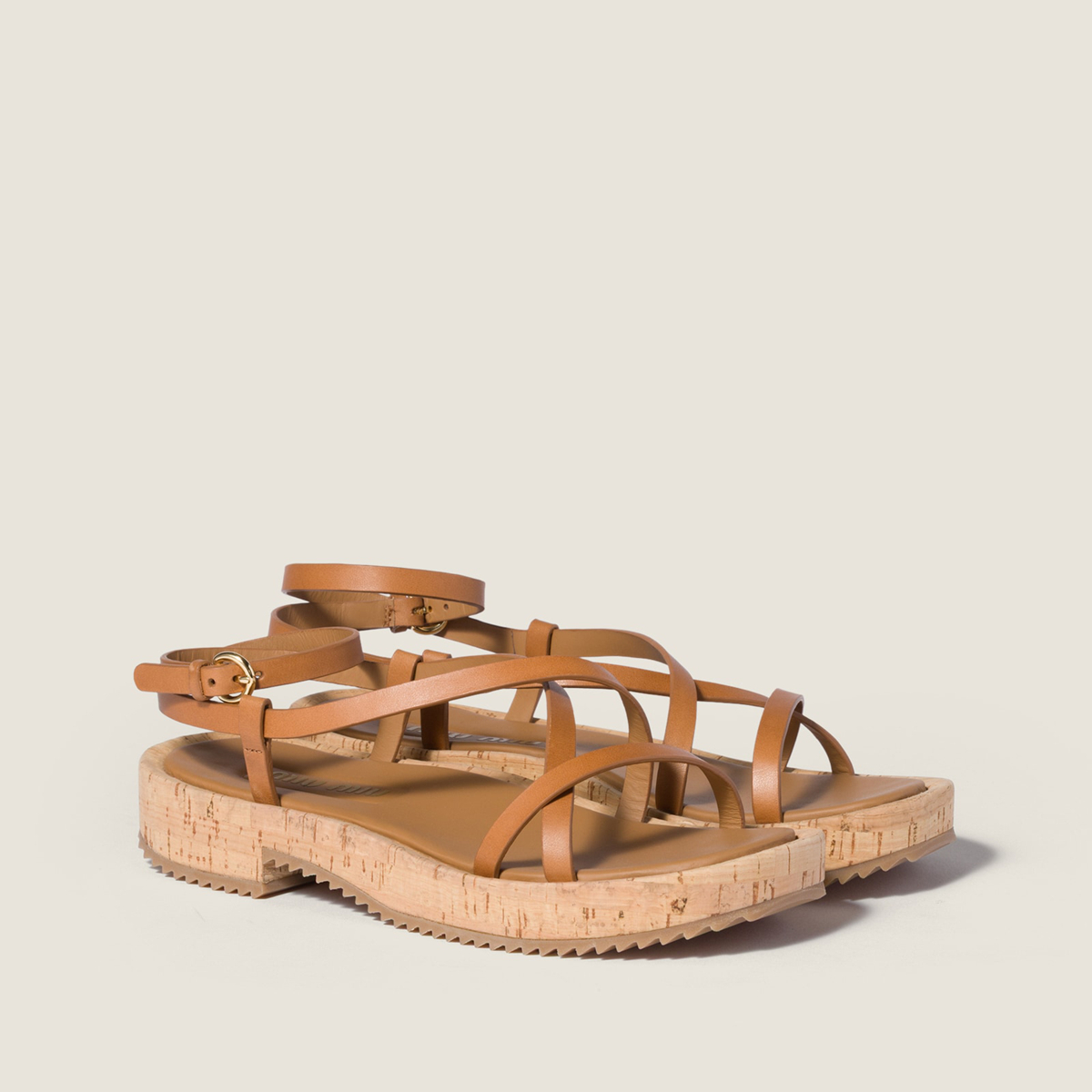 Miu Miu Leather Sandals Natural Miu Miu Leather Sandals Natural