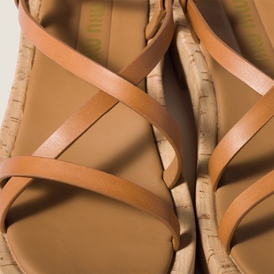 Miu Miu Leather Sandals Natural Miu Miu Leather Sandals Natural