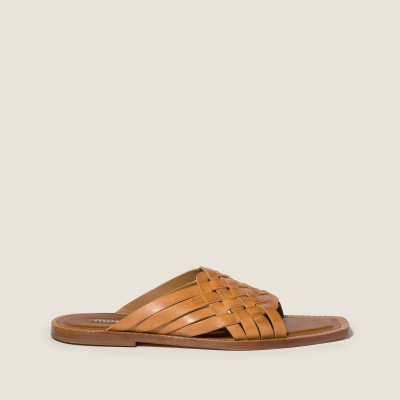Miu Miu Leather Slides Honey Miu Miu Leather Slides Honey