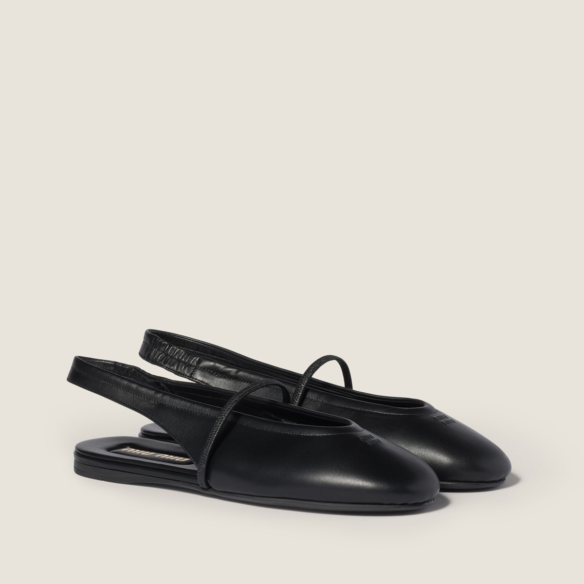 Miu Miu Leather Slingback Ballerinas Black Miu Miu Leather Slingback Ballerinas Black