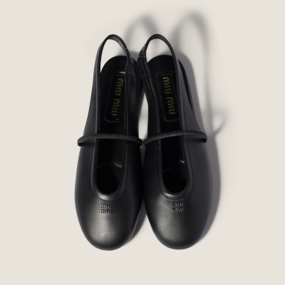 Miu Miu Leather Slingback Ballerinas Black Miu Miu Leather Slingback Ballerinas Black