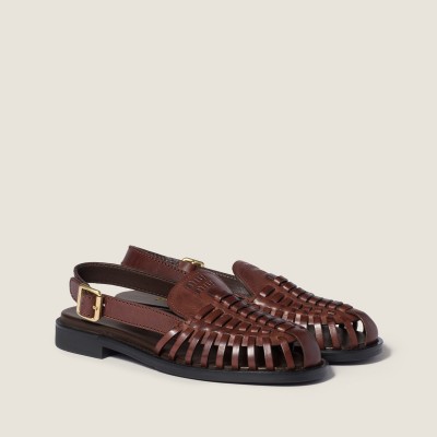 Miu Miu Leather Slingback Loafers Coffee Miu Miu Leather Slingback Loafers Coffee