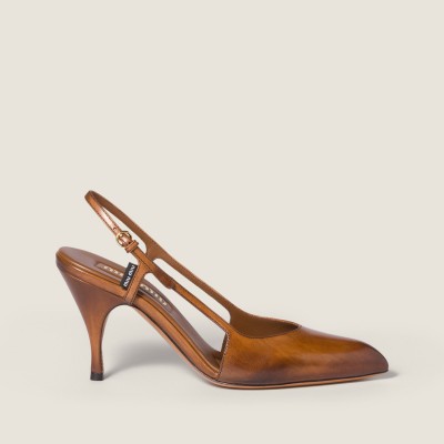 Miu Miu Leather Slingback Pumps Cognac Miu Miu Leather Slingback Pumps Cognac