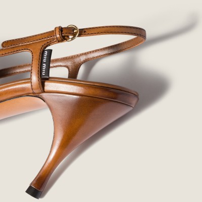 Miu Miu Leather Slingback Pumps Cognac Miu Miu Leather Slingback Pumps Cognac