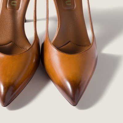 Miu Miu Leather Slingback Pumps Cognac Miu Miu Leather Slingback Pumps Cognac