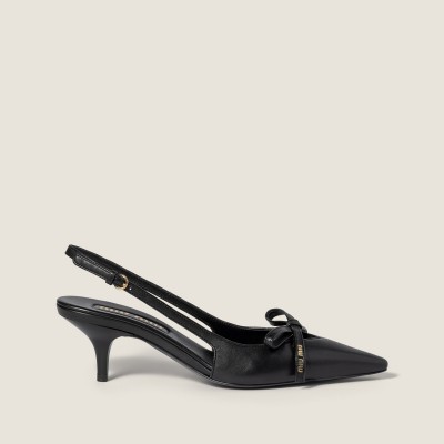 Miu Miu Leather Slingback Pumps With Bow Black Miu Miu Leather Slingback Pumps With Bow Black