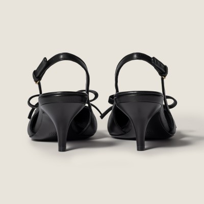 Miu Miu Leather Slingback Pumps With Bow Black Miu Miu Leather Slingback Pumps With Bow Black