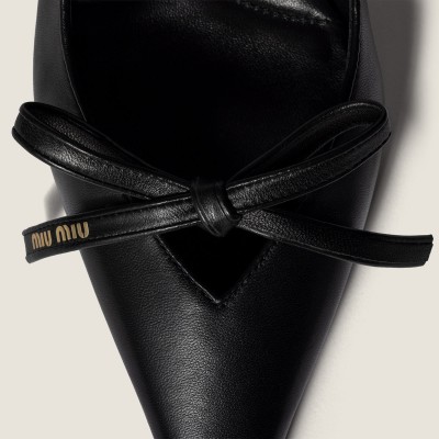 Miu Miu Leather Slingback Pumps With Bow Black Miu Miu Leather Slingback Pumps With Bow Black