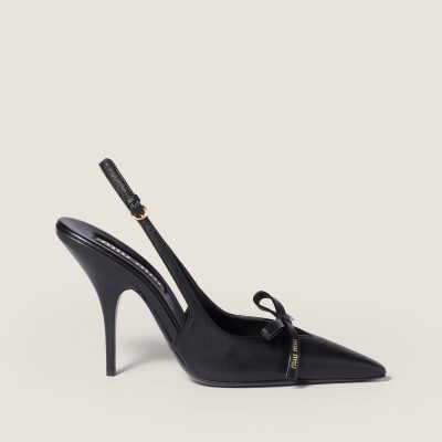 Miu Miu Leather Slingback Pumps With Bow Black Miu Miu Leather Slingback Pumps With Bow Black