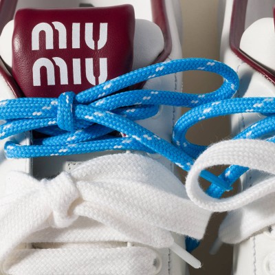 Miu Miu Leather Sneaker Mules White Crimson Miu Miu Leather Sneaker Mules White Crimson