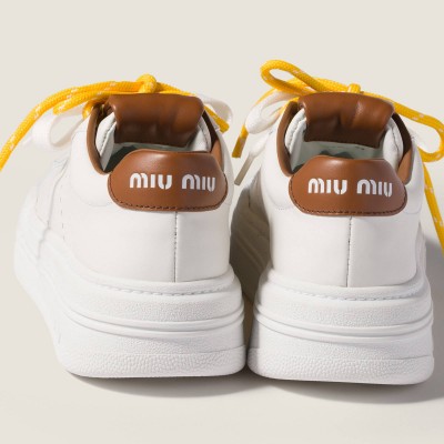 Miu Miu Leather Sneakers White Cognac Miu Miu Leather Sneakers White Cognac