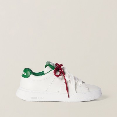 Miu Miu Leather Sneakers White Green Miu Miu Leather Sneakers White Green