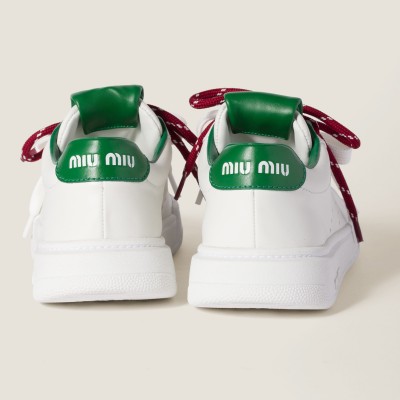 Miu Miu Leather Sneakers White Green Miu Miu Leather Sneakers White Green