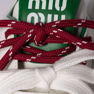 Miu Miu Leather Sneakers White Green Miu Miu Leather Sneakers White Green