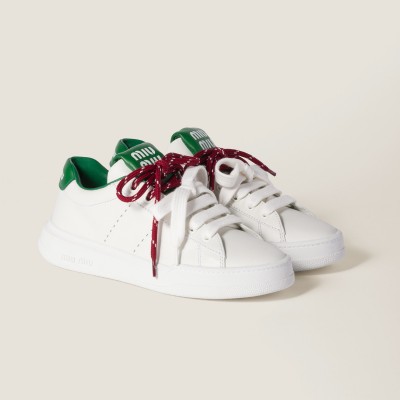 Miu Miu Leather Sneakers White Green Miu Miu Leather Sneakers White Green