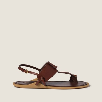 Miu Miu Leather Thong Sandals Coffee Miu Miu Leather Thong Sandals Coffee