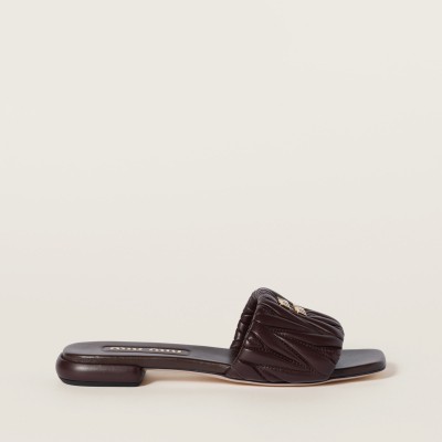 Miu Miu Matelasse Nappa Leather Slides Briarwood Miu Miu Matelasse Nappa Leather Slides Briarwood