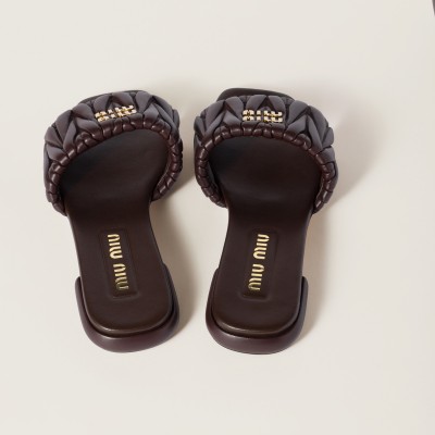 Miu Miu Matelasse Nappa Leather Slides Briarwood Miu Miu Matelasse Nappa Leather Slides Briarwood