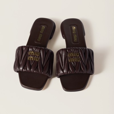 Miu Miu Matelasse Nappa Leather Slides Briarwood Miu Miu Matelasse Nappa Leather Slides Briarwood